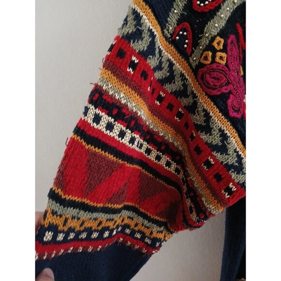 Carole Little Womens PS Sweater Pullover Embroidered Embellishment Beaded Navy - Picture 5 of 6